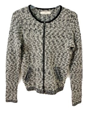 LOFT Ann Taylor Fill Zipper Front Wool Blend Rounded Neckline Cardigan Sweater 🩶